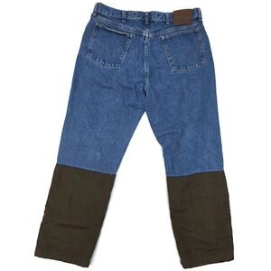 Wrangler Pro Gear Jeans Mens 36x30 Blue Brown Denim Nylon Brush Hunting Work
